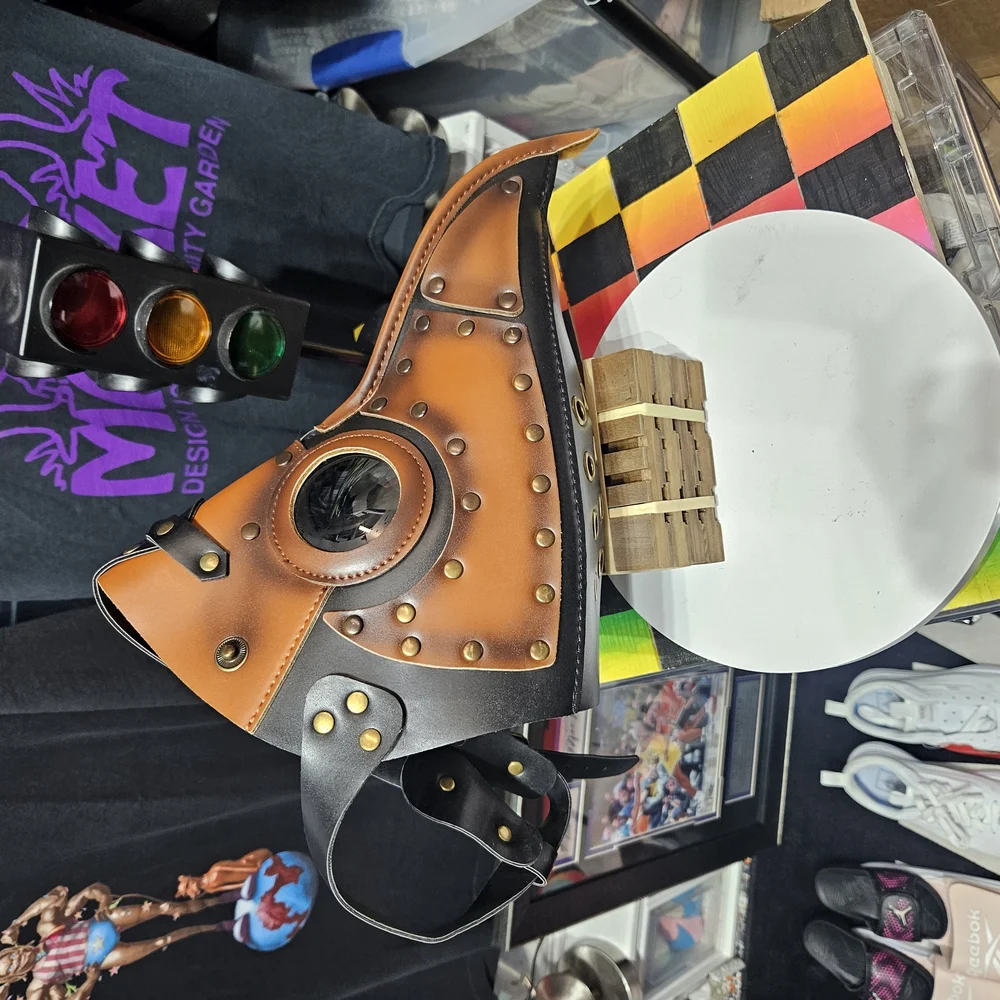 Steampunk Brown and Black Plague Doctor Mask Cosplay